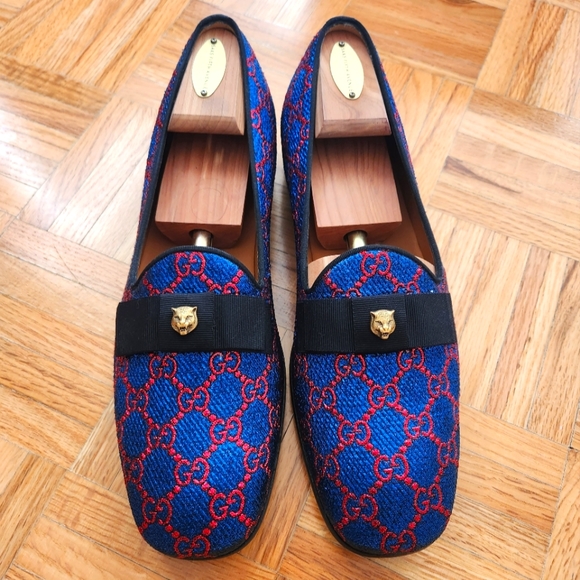 Gucci Lurex GG, Gold Tiger Evening Loafers, size 6.5 (fits large) - Picture 1 of 4